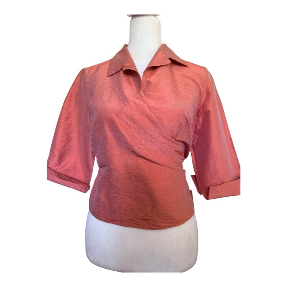 Talbots Coral Pink Petite Wrap Top Size 6 Dressy